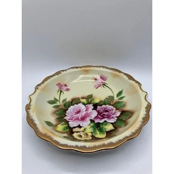 VTG Floral Pitcher/Bowl Wash Basin‎ Set Roses Gold Trim by Lefton China 6" Japan - Picture 6 of 8